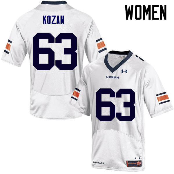 Auburn Tigers Women's Alex Kozan #63 White Under Armour Stitched College NCAA Authentic Football Jersey MOT4774FY